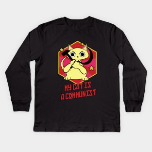 My cat is a communist Kids Long Sleeve T-Shirt